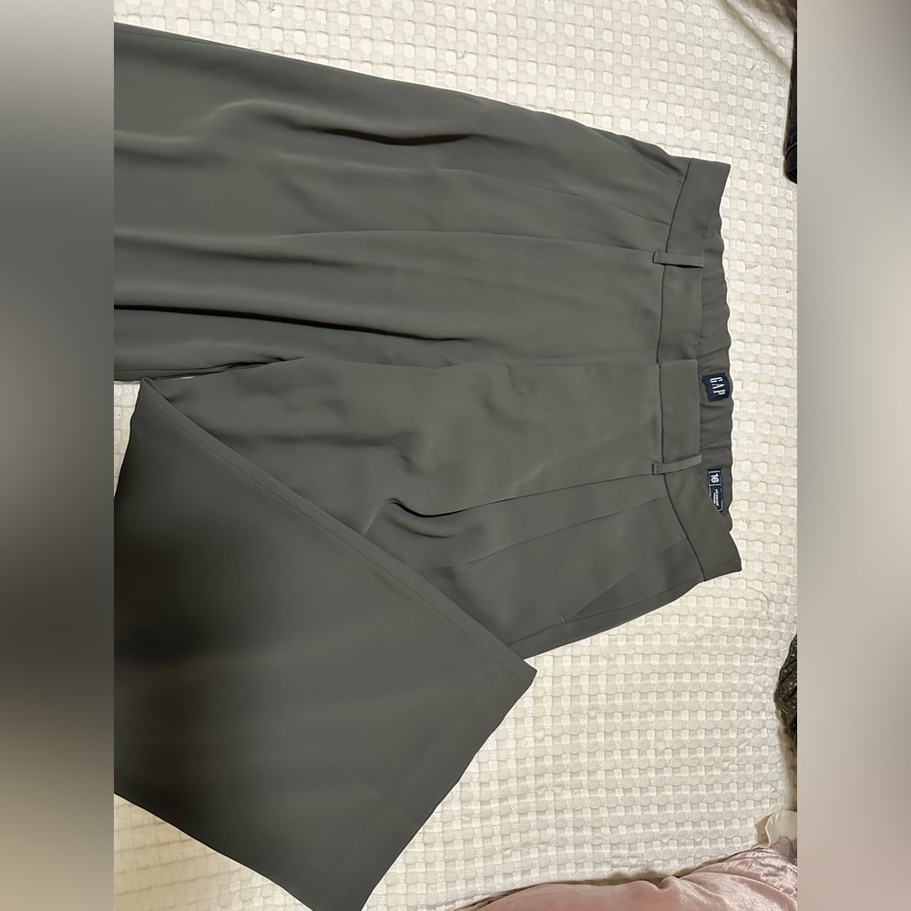 Women’s Gap 365 High Rise Wide Leg Trousers Gray Pants sz 16